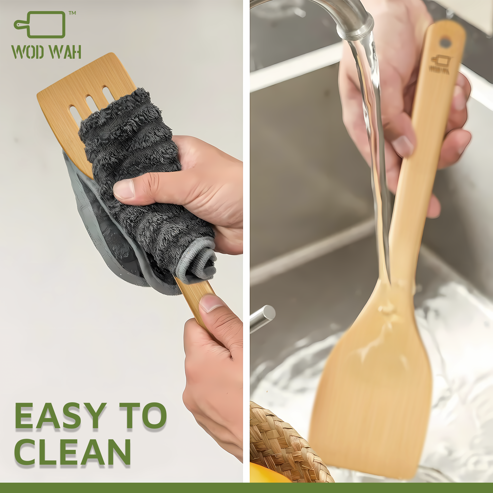 WODWAH Bamboo Utensils 6-Piece Set - Friendly Bamboo Cooking Utensils for Kitchen Starters