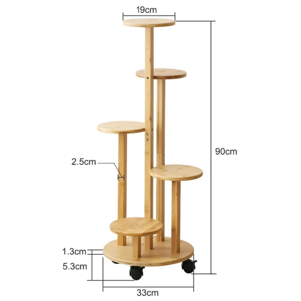 WODWAH 5 Tiered Tall Plant Stand for Indoor, Wood Plant Shelf Corner Display Rack