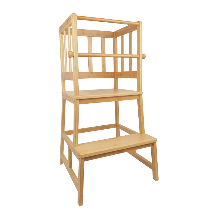 Bamboo Kids Kitchen Standing Tower with Safety Rails