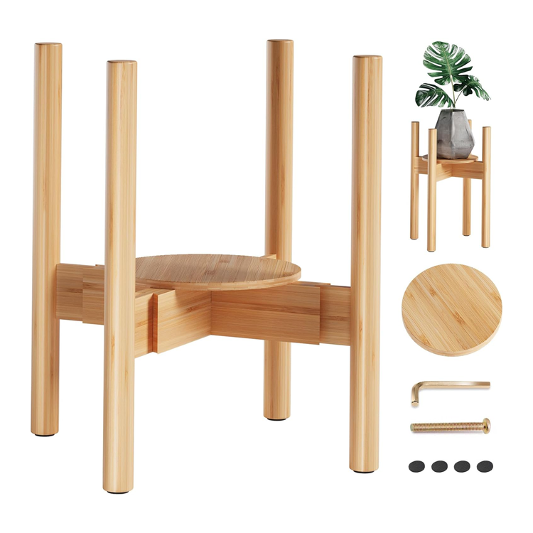 Plant Stand Indoor, Bamboo Plant Shelf, Adjustable Corner Plants Flower