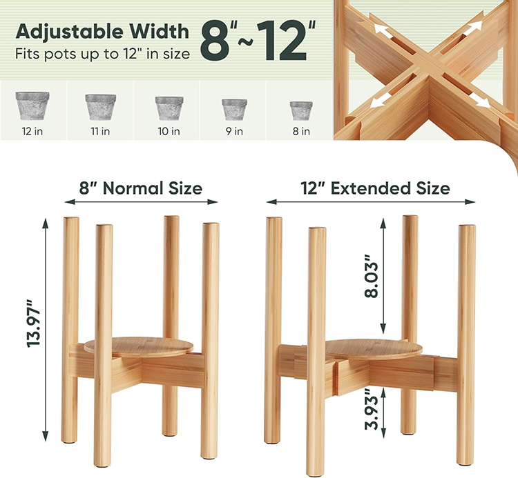 Plant Stand Indoor, Bamboo Plant Shelf, Adjustable Corner Plants Flower