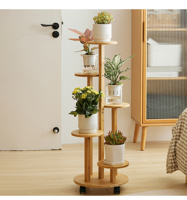 WODWAH 5 Tiered Tall Plant Stand for Indoor, Wood Plant Shelf Corner Display Rack