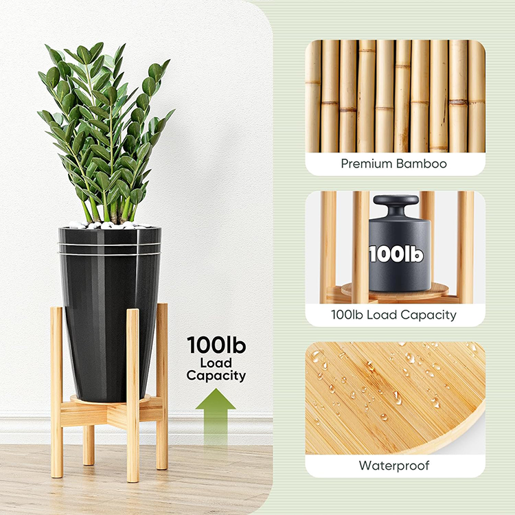 Plant Stand Indoor, Bamboo Plant Shelf, Adjustable Corner Plants Flower