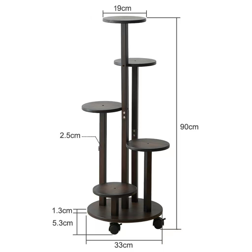 WODWAH 5 Tiered Tall Plant Stand for Indoor, Wood Plant Shelf Corner Display Rack