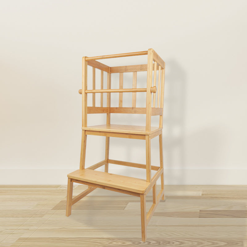 Bamboo Kids Kitchen Standing Tower with Safety Rails