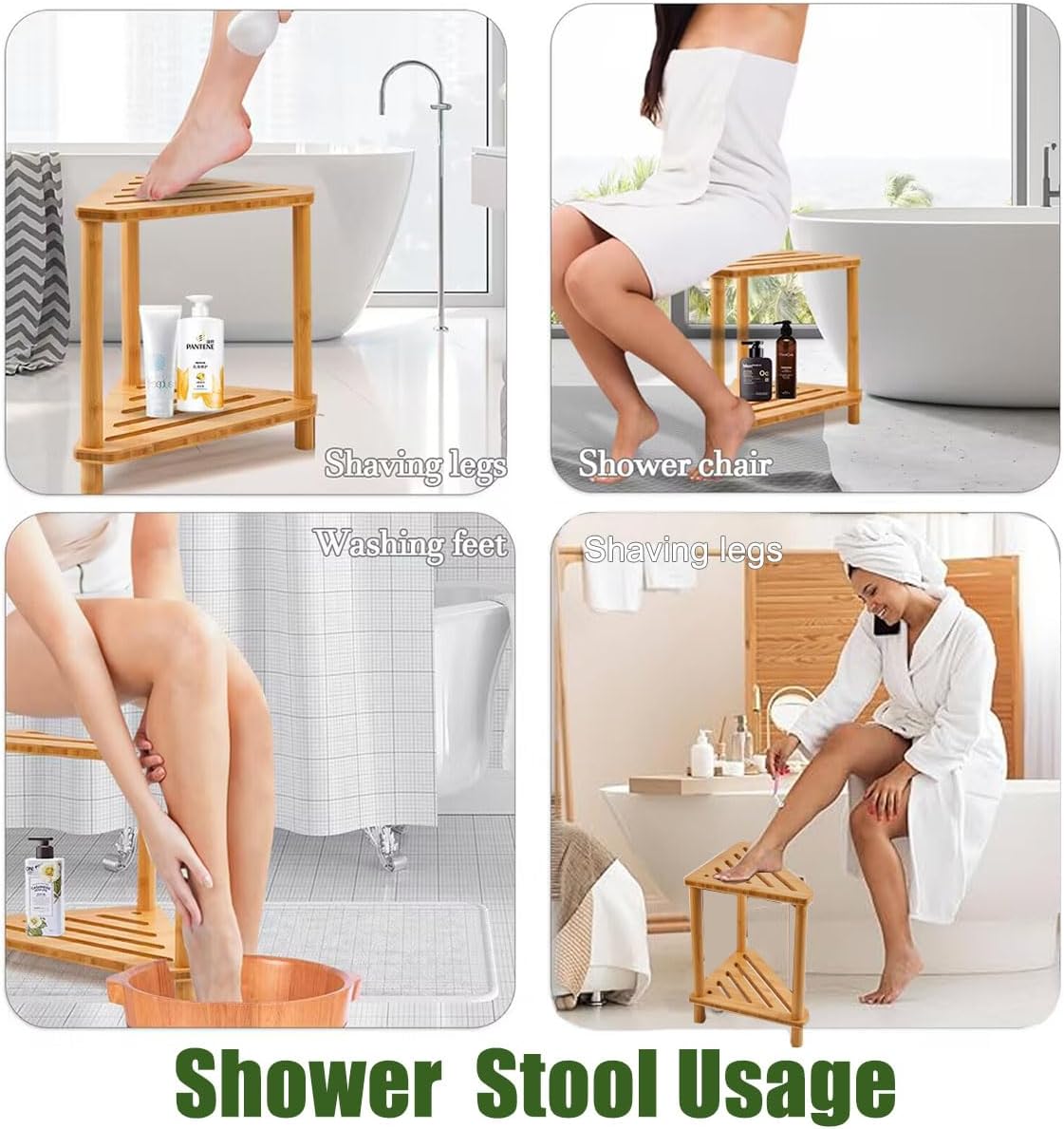 Bamboo corner shower Waterproof, non-slip, easy to assemble