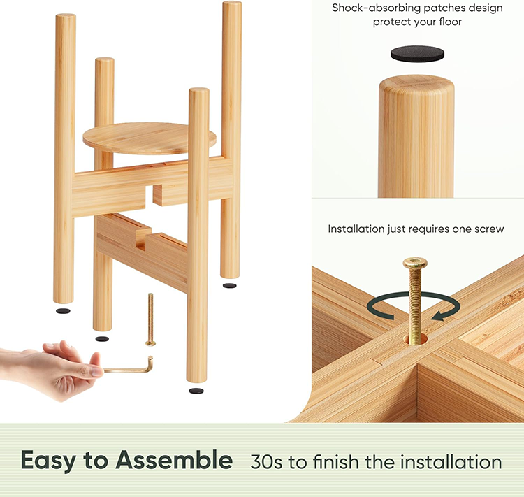 Plant Stand Indoor, Bamboo Plant Shelf, Adjustable Corner Plants Flower