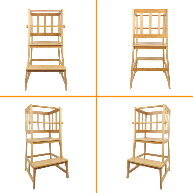 Bamboo Kids Kitchen Standing Tower with Safety Rails