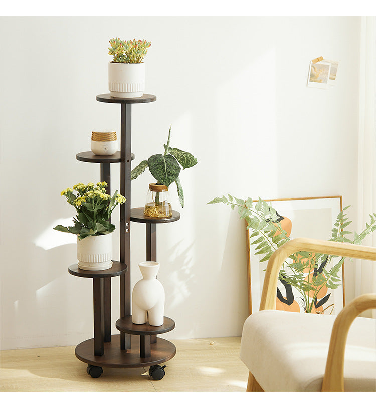 WODWAH 5 Tiered Tall Plant Stand for Indoor, Wood Plant Shelf Corner Display Rack